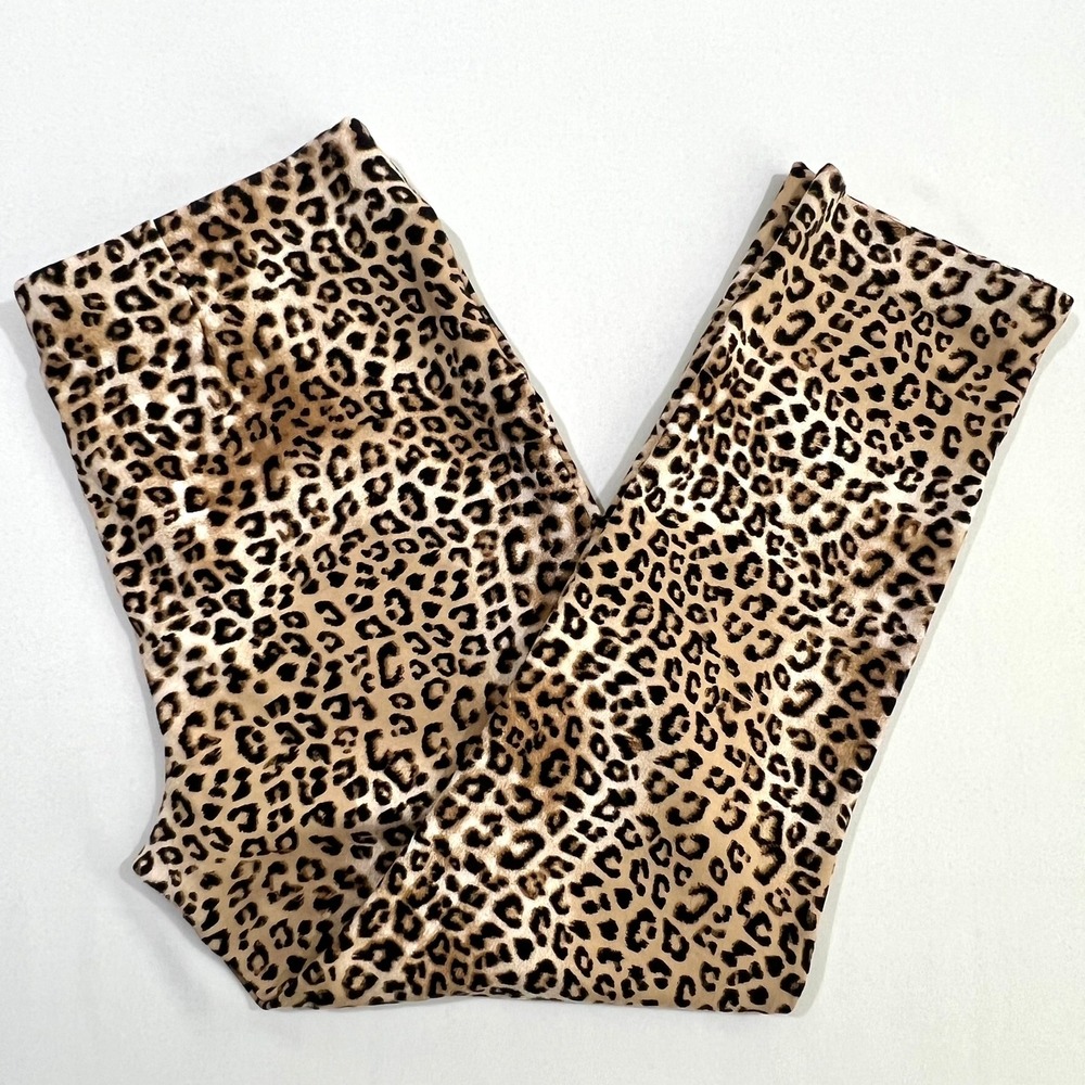 Chicos Juliet Leopard Print Ponte Pants Women's 1.5 US‎ 10 Pull On Slim Ankle
